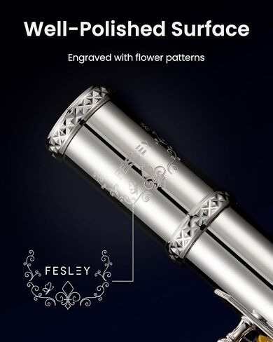 Fesley C Flutes Closed Hole, 16 Keys Flute Instrument, Student Flute for Beginners Kids, Beginner Flute with Cleaning Kit, Case, Stand, Joint Grease, Tuning Rod, Gloves, Nickel in Saudi Arabia