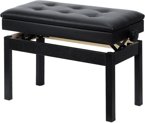 مقعد بيانو مزدوج/ثنائي قابل للتعديل، كرسي بيانو من الخشب الصلب، مقعد بيانو مقاوم للماء مع مساحة تخزين لكتب الموسيقى ووسادة جلدية، مقعد بيانو عالي التحمل للوحة المفاتيح البيانو in Kuwait