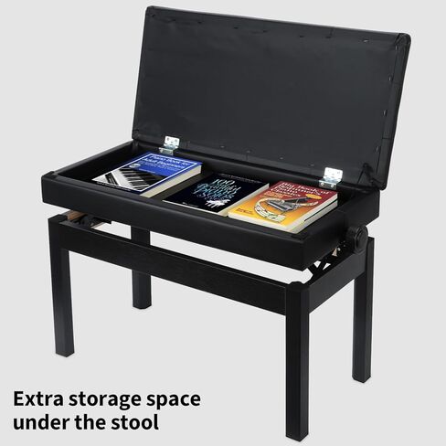 مقعد بيانو مزدوج/ثنائي قابل للتعديل، كرسي بيانو من الخشب الصلب، مقعد بيانو مقاوم للماء مع مساحة تخزين لكتب الموسيقى ووسادة جلدية، مقعد بيانو عالي التحمل للوحة المفاتيح البيانو in Kuwait