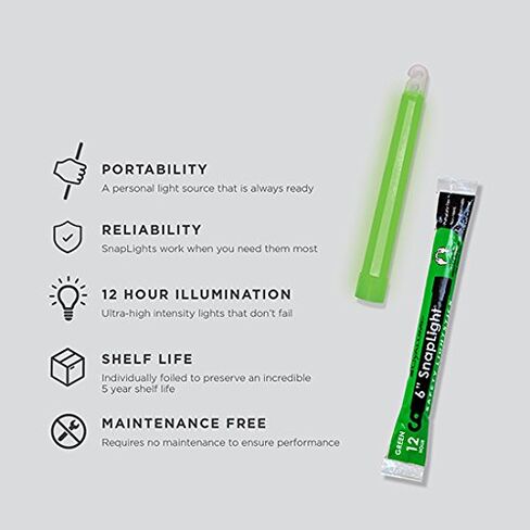 Cyalume-9-08076 SnapLight Green Light Sticks – 6 Inch Industrial Grade, High Intensity Glow Sticks with 12 Hour Duration (Pack of 500) in Saudi Arabia