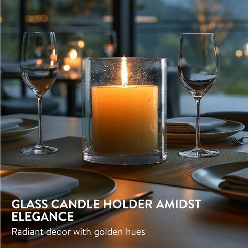حامل شموع زجاجي من ELIXIR GLASSWARE - حوامل شموع كبيرة على شكل فقاعة إعصار منفوخة يدويًا - مثالية للقطعة المركزية أو المزهرية - أعاصير شفافة للشموع الطويلة - مجموعة من 3 قطع in Saudi Arabia
