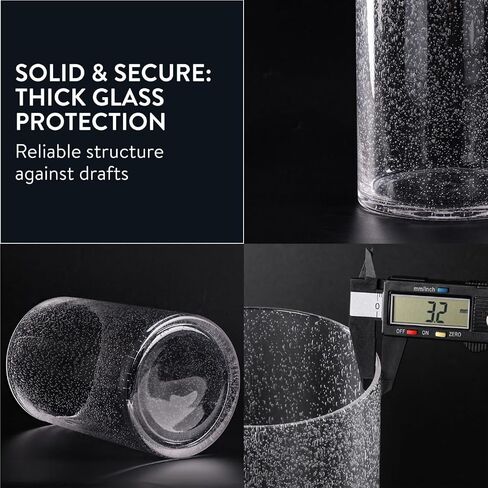 حامل شموع زجاجي من ELIXIR GLASSWARE - حوامل شموع كبيرة على شكل فقاعة إعصار منفوخة يدويًا - مثالية للقطعة المركزية أو المزهرية - أعاصير شفافة للشموع الطويلة - مجموعة من 3 قطع in Saudi Arabia