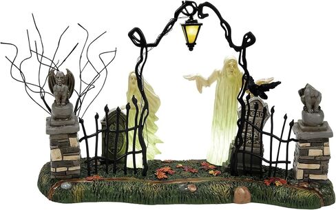 Department 56 Village Collection Accessories Halloween Spiritual Guidance Cemetary Gate Lit Figurine, 6.2 Inch, Multicolor in Saudi Arabia