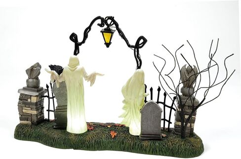 Department 56 Village Collection Accessories Halloween Spiritual Guidance Cemetary Gate Lit Figurine, 6.2 Inch, Multicolor in Saudi Arabia
