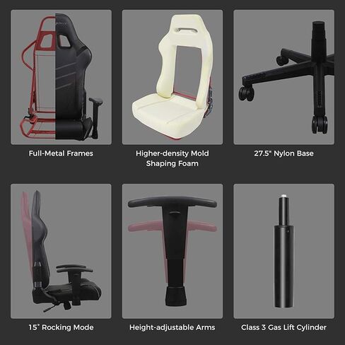 DXRacer P Series Gaming Chair, Premium PVC Leather Racing Style Office Computer Seat Recliner with Ergonomic Headrest and Lumbar Support (Black & White) in Saudi Arabia