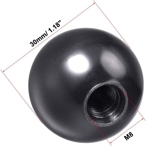 uxcell 2 Pcs Thermoset Ball Knob M16 Female Threaded Machine Handle 45mm Diameter Smooth Rim Black in Saudi Arabia