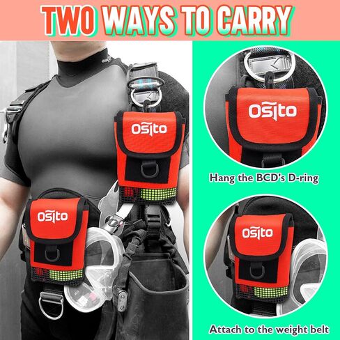 Scuba Mesh Gear Bag, Small Diving Gear Mesh Dry Pocket Carry Pouch With Swivel Clip, Hook & Loop Tape And D-Ring For Storing Safety Surface Marker Buoy, Finger Reel, Bolt Snap, Accessories in Kuwait