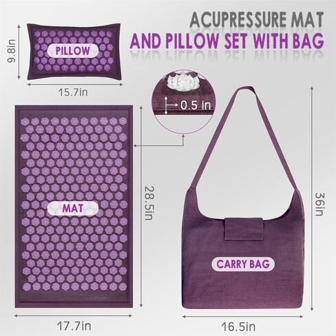 LadyRosian Acupressure Set for Back and Neck Pain Relief, Muscle Relaxation Stress Relief Acupressure Mat and Pillow Set with Bag (Mixed Colors) in Kuwait