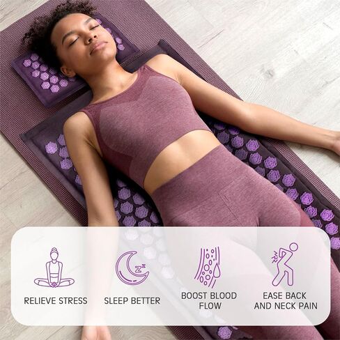 LadyRosian Acupressure Set for Back and Neck Pain Relief, Muscle Relaxation Stress Relief Acupressure Mat and Pillow Set with Bag (Mixed Colors) in Kuwait