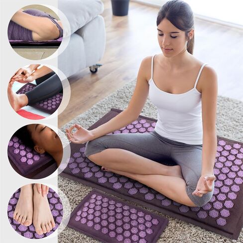 LadyRosian Acupressure Set for Back and Neck Pain Relief, Muscle Relaxation Stress Relief Acupressure Mat and Pillow Set with Bag (Mixed Colors) in Kuwait