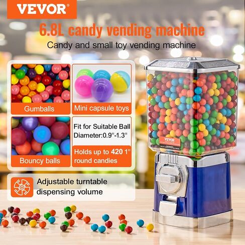 آلة VEVOR Gumball للأطفال، آلة بيع منزلية بارتفاع 21 بوصة، موزع كرات نطاطة PS، تحمل 180 كبسولة، آلة علكة مستطيلة لمتاجر الألعاب، بنك Gumball يعمل بقطع النقود المعدنية، أحمر in Saudi Arabia