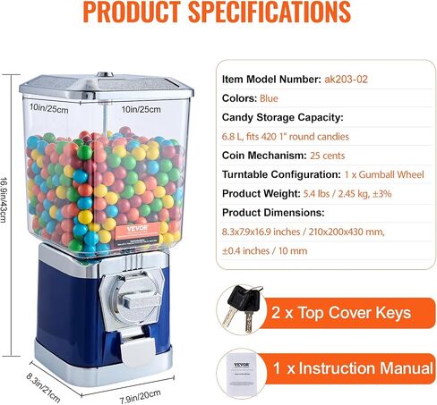 آلة VEVOR Gumball للأطفال، آلة بيع منزلية بارتفاع 21 بوصة، موزع كرات نطاطة PS، تحمل 180 كبسولة، آلة علكة مستطيلة لمتاجر الألعاب، بنك Gumball يعمل بقطع النقود المعدنية، أحمر in Saudi Arabia