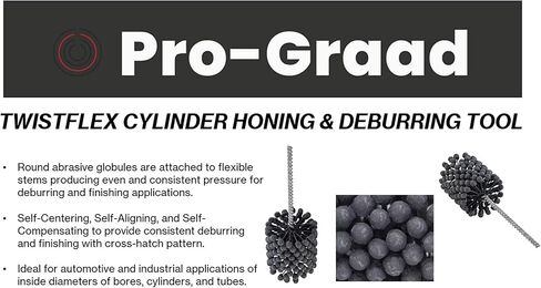 Pro-Graad TwistFlex Cylinder Hone | 3/4" 320SC Flexible Cylinder Honing & Deburring Tool | 0.75" Bore Brush for Hole Diameters 0.65"- 0.77" | Silicon Carbide 320 Grit | 1/4" Shank | 8" Overall Length in Saudi Arabia
