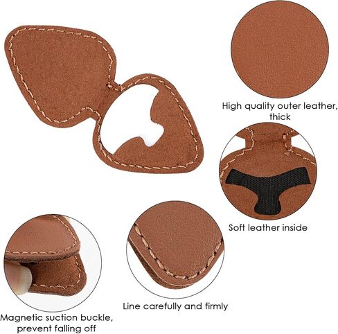 Compact Stick-On Genuine Leather Guitar Pick Pouch - Elegant & Convenient Storage Solution(Black) in Saudi Arabia
