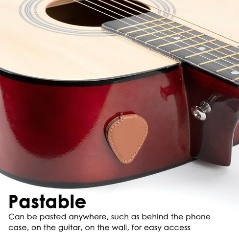 Compact Stick-On Genuine Leather Guitar Pick Pouch - Elegant & Convenient Storage Solution(Black) in Saudi Arabia