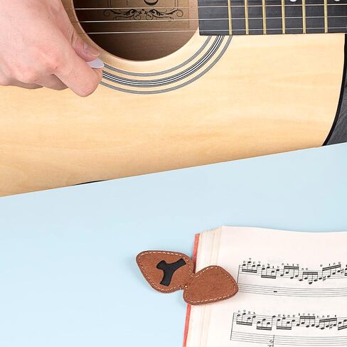 Compact Stick-On Genuine Leather Guitar Pick Pouch - Elegant & Convenient Storage Solution(Black) in Saudi Arabia