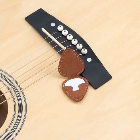 Compact Stick-On Genuine Leather Guitar Pick Pouch - Elegant & Convenient Storage Solution(Black) in Saudi Arabia
