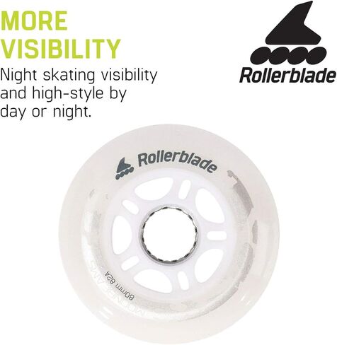 عجلة Rollerblade Moonbeam 80 مم/82A LED، 4 عبوات، باللون الأبيض in Saudi Arabia