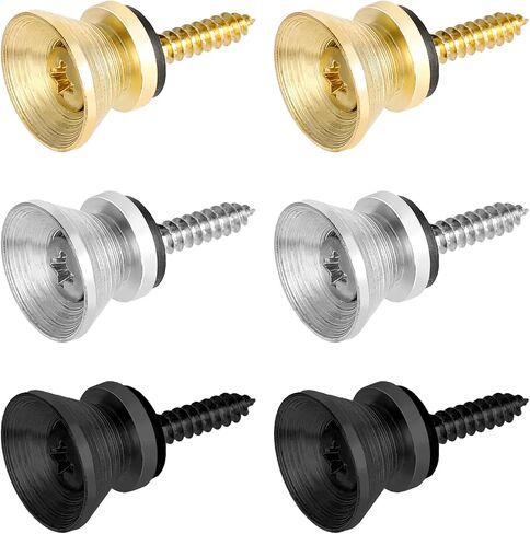 6 Sets Guitar Strap Buttons, Guitar Strap Button Set Guitar Strap Locks Metal Guitar Strap Locks Metal Strap Buttons End Pins With Mounting Screws For Guitar, Bass, Ukulele (Gold, Silver, Black) in Saudi Arabia