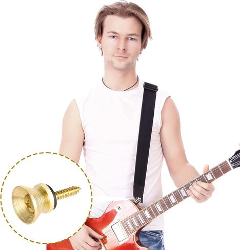 6 Sets Guitar Strap Buttons, Guitar Strap Button Set Guitar Strap Locks Metal Guitar Strap Locks Metal Strap Buttons End Pins With Mounting Screws For Guitar, Bass, Ukulele (Gold, Silver, Black) in Saudi Arabia