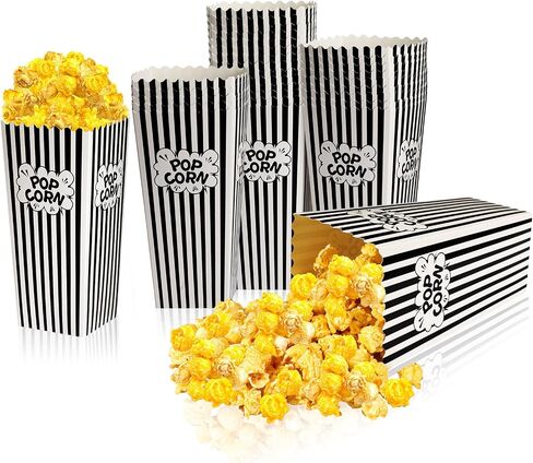 Popcorn Boxes, DECYOOL 30 Movie Night Popcorn Paper Buckets 7.88 Inches Tall Large & Holds 46Oz Capacity Popcorn Bags Individual Servings for Home,Carnival Party, Supplies in Kuwait
