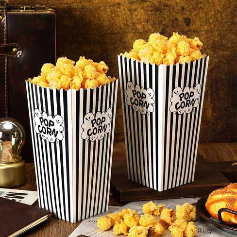Popcorn Boxes, DECYOOL 30 Movie Night Popcorn Paper Buckets 7.88 Inches Tall Large & Holds 46Oz Capacity Popcorn Bags Individual Servings for Home,Carnival Party, Supplies in Kuwait
