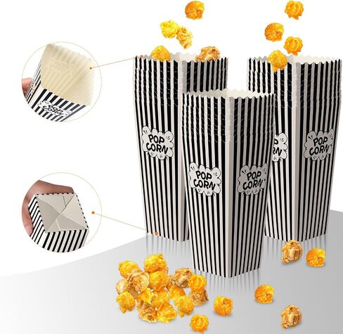 Popcorn Boxes, DECYOOL 30 Movie Night Popcorn Paper Buckets 7.88 Inches Tall Large & Holds 46Oz Capacity Popcorn Bags Individual Servings for Home,Carnival Party, Supplies in Kuwait