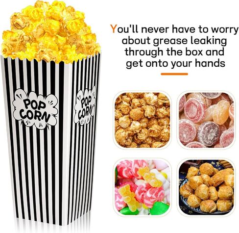 Popcorn Boxes, DECYOOL 30 Movie Night Popcorn Paper Buckets 7.88 Inches Tall Large & Holds 46Oz Capacity Popcorn Bags Individual Servings for Home,Carnival Party, Supplies in Kuwait