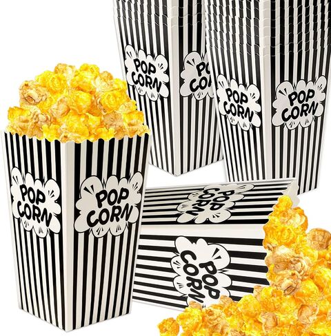 Popcorn Boxes, DECYOOL 30 Movie Night Popcorn Paper Buckets 7.88 Inches Tall Large & Holds 46Oz Capacity Popcorn Bags Individual Servings for Home,Carnival Party, Supplies in Kuwait