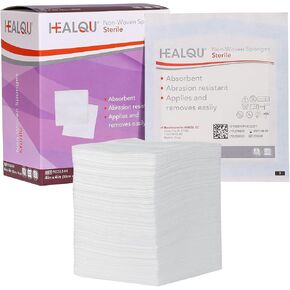 HEALQU 2x2 Gauze Pads Sterile - 100 Non-Stick Gauze Pads - (50 Packs of 2 Pads), Non Woven Gauze Sponges - Super Absorbent Medical Gauze Sponges for Wounds Bulk, First Aid Kits, Medical Facilities