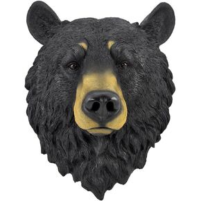 DWK Large 16 Inch Big Black Bear Head Bust Realistic Poly-Resin Wall Hanging Statue