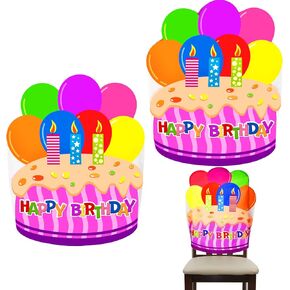 Frienda 2 Pieces Chair Cover Birthday Chair Cover for Kids Colorful Birthday Seat Cover for Classroom Chair Birthday Chair Decorations for Home Party Classroom, 25.5 x 19.5 Inches (Blue)