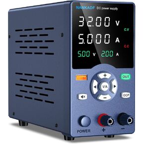 DC Power Supply, Variable Power Supply with Output Button, USB Fast Charging Port, Bench Power Supply with OCP Short Circuit Alarm, USB Output Current Display, Mute Mode (30V 10A)