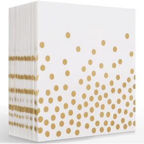 Black and Gold Napkins for Party,Black Napkins Disposable,Black and Gold Dots Cocktail Napkins,100 pcs Black beverage Napkins for Bar Wedding Birthday Graduation(Not gold leaf polka dots)