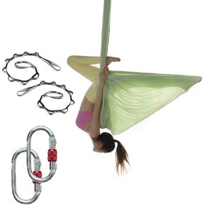 Active Silk Aerial Yoga Hammock 5.5 yards Premium Aerial Silk Fabric Yoga Swing for Antigravity Yoga Inversion Include Daisy Chain Carabiner and Pose Guide