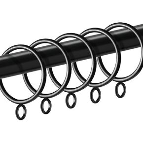42 Pack Curtain Rings with Eyelet 1.5" Inner Diameter,Metal Drapery Ring Fits up to 1.25" Drapery Rod,Glide Smoothly Curtain Rod Rings,Strong Vintage Decorative Rustproof Curtain Hooks (Black)
