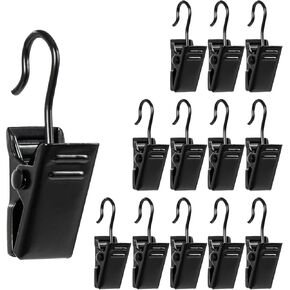90PCS Curtain Clips - Hook Clips Hanging Clips Metal Clip Hooks Black Curtain Clips for Decoration Photos Craft Dispaly Art Camp Tent