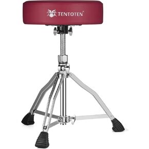 Drum Throne Drum Stool Adjustable Height, 14"x4" Padded Drum Seat with Anti-loose Lock, Memory Foam Drum Throne Seat with Double Braced Anti-Slip Feet, Red TOT-650