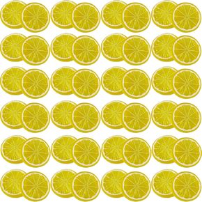 40PCS Fake Artificial Lemon Lifelike Fruit Plastic Simulation Lemons Slices Decor Arrangements Photography Prop Vase Fillers Making Kitchen Cabinet Party Ornament Supplies (Yellow)