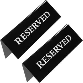 2 Pcs Reserved Signs For Tables Restaurant Table Reserved Accessories Guest Booking Signs Reusable Sign Table Place Sign V Shaped Table Reserved Floor Sign Acrylic Desk 7c, blackone