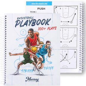 Murray Sporting Goods Basketball Playbook - Coaches Journal Notebook with Over 100+ Plays - Perfect Coaching Equipment Gift