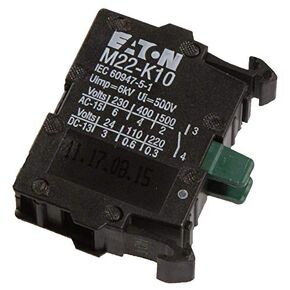 M22-K10 - Contact Block, 6 A, 500 V, 1 Pole, M22 Series, RMQ-Titan, Screw, 1NO, (Pack of 5)