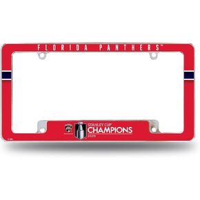 Rico Industries NHL Hockey Florida Panthers 2024 Stanley Cup Champions 12" x 6" Chrome All Over Automotive License Plate Frame for Car/Truck/SUV