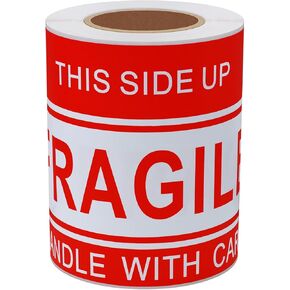 4x6 inch This Side Up Stickers for Shipping Moving Packing Business Glass Warning Fragile Handle with Care Labels 100pcs - Mysuevin (1 Roll)