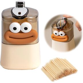 Cute automatic pop-up toothpick holder dispenser, Pop up automatic cute sausage mouth decoration Novelty Toothpicks Container Kitchen for Home Livingroom Kitchen Restaurant (Sausage Mouth)