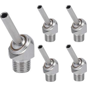 5 Pcs 1/4" PT x 10/30/50mm Coolant Pipe Adjustable 304 Stainless Steel Screw-in Coolant Nozzle High-Pressure Water Oil Cooling Tube for Lathe, Milling, CNC Machine (30mm) HTAP-1/4-30