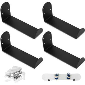 QWORK Aluminium Snowboard Wall Mount Rack - 2 Pack Floating Minimalist Design for Secure, Waterproof, and Skid-Resistant Storage - Easy Installation Kit Included