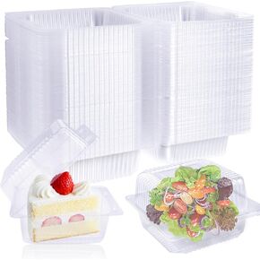 200 PCS Clear Plastic Square Hinged Containers,Disposable To Go Containers with Lids,Clamshell Food Containers for Sandwiches,Dessert,Cakes,Cookies,Salads,Pasta(5.3x4.7x2.8 In)