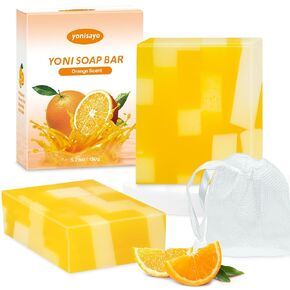 2 PCS Big Yoni Bar Soap, 2 * 5.29oz Organic Yoni Wash Yoni Soap Bar for Women Ph Balance Feminine Wash, Natural Vaginal Body Bath Soap Deodorant Moisturizing, Peach Handmade feminine soap