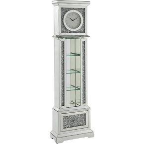 Acme Noralie Wood Frame Grandfather Clock with LED in Mirrored and Faux Diamonds in Saudi Arabia